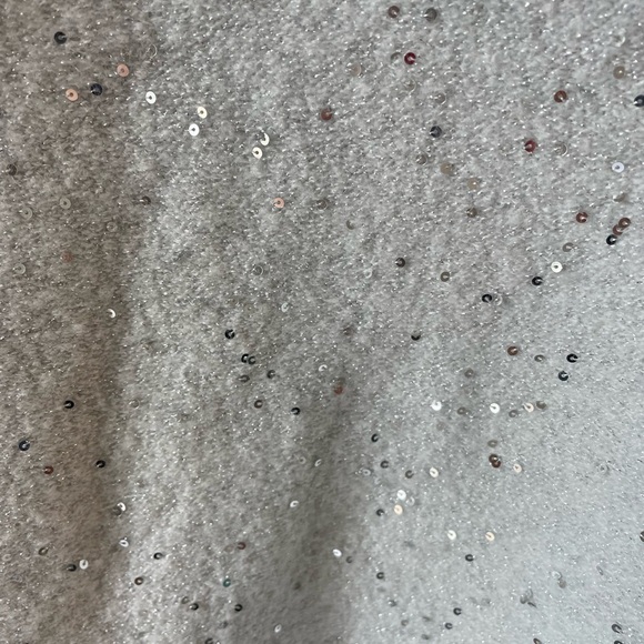 Karl Lagerfeld Paris, gray with silver sequins v-neck sweater, women’s medium - Picture 3 of 4